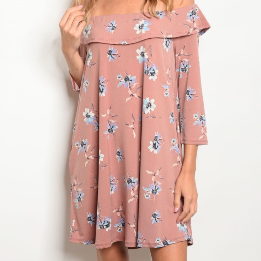 ❤️LAST L NEW Mauve floral off shoulder dress - Picture 2 of 3